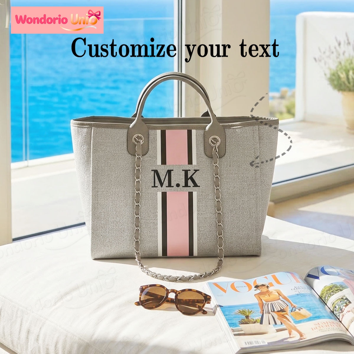 Embroidery Initials Designs - Sac fourre-tout en toile personnalisé avec