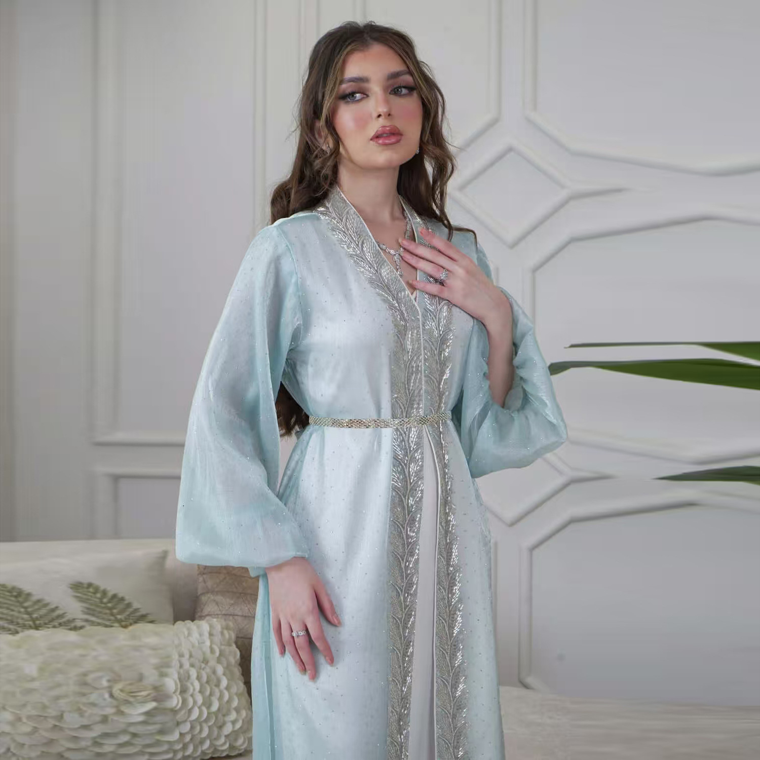 Embroidery Kebaya - Eid Mubarak Djellaba Kimono Cardigan dubaï