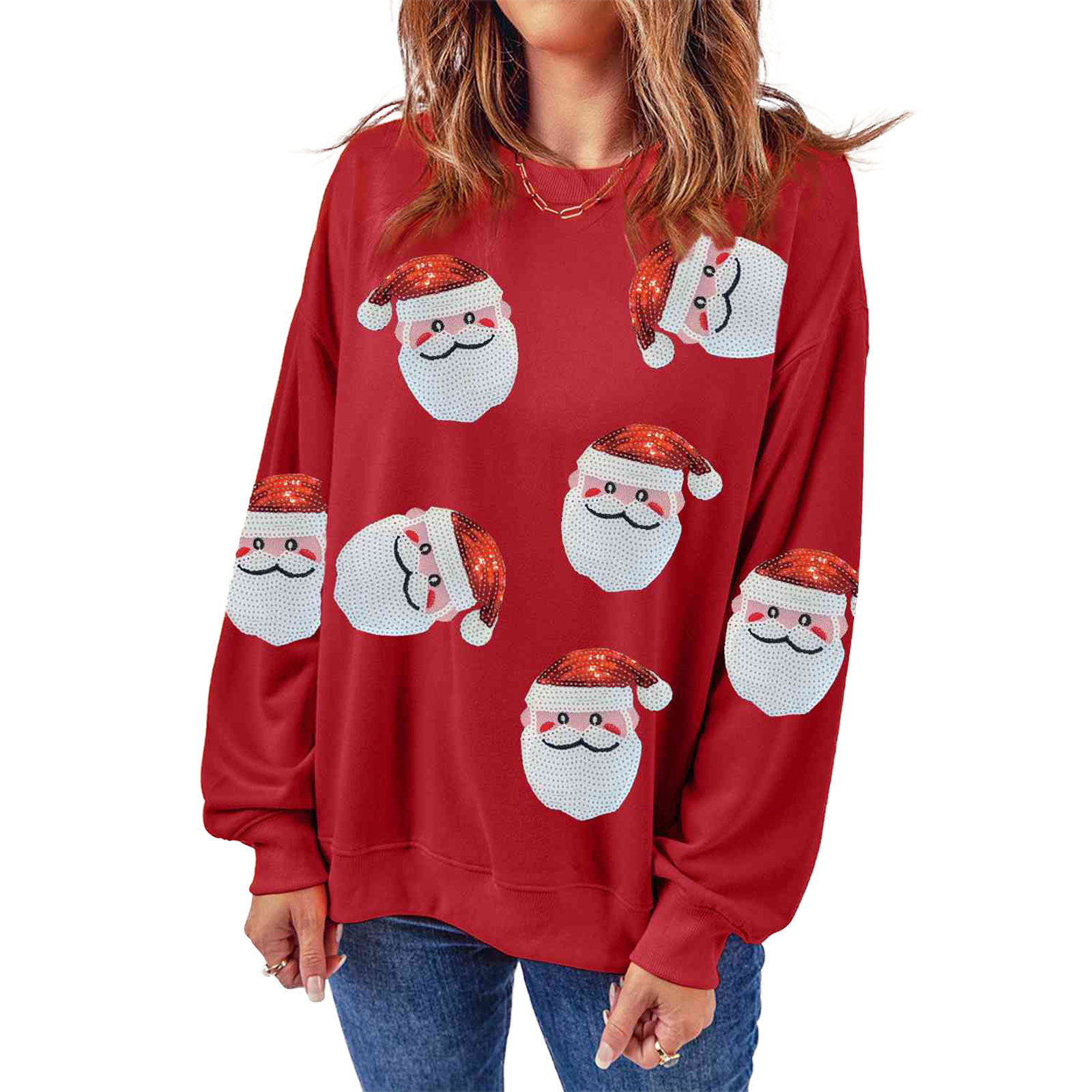 Embroidery Online Design - Pull de Noël à col rond,