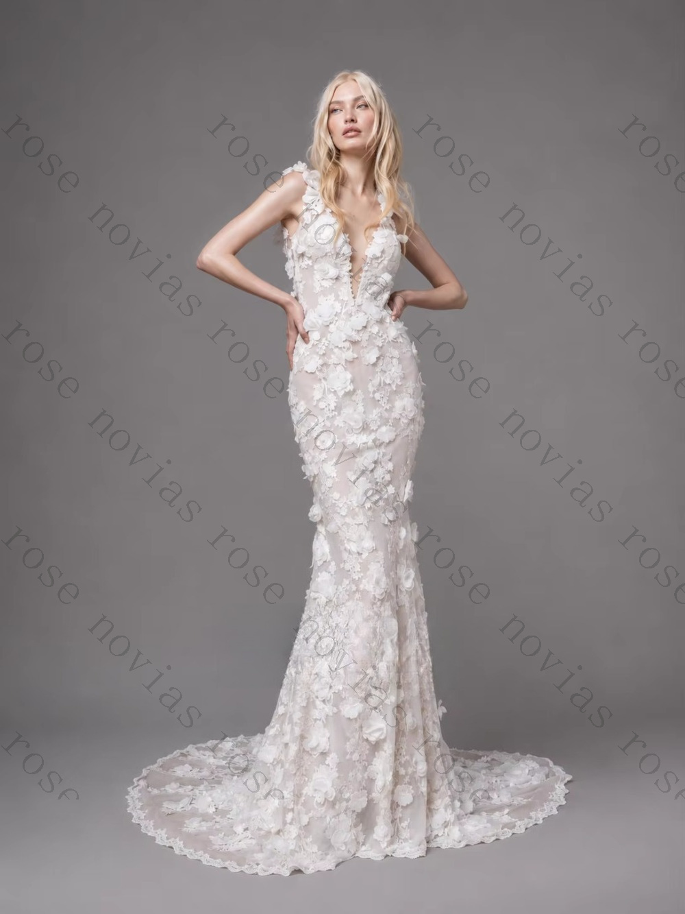 Embroidery Online Design - Robe de mariée sirène personnalisée avec