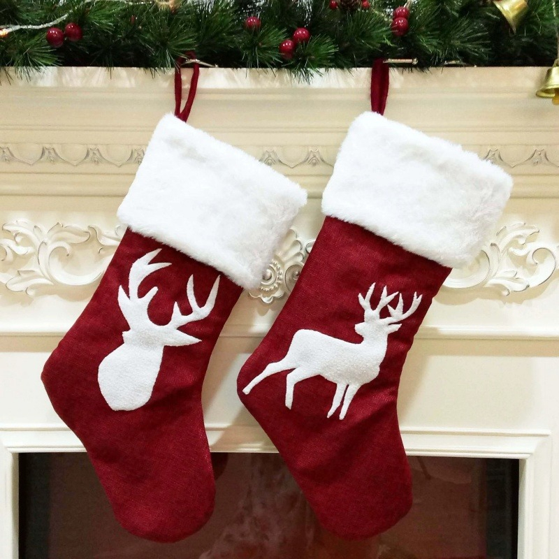 Bas de père noël rouge, sacs c - Embroidery Xmas Stocking avis et prix