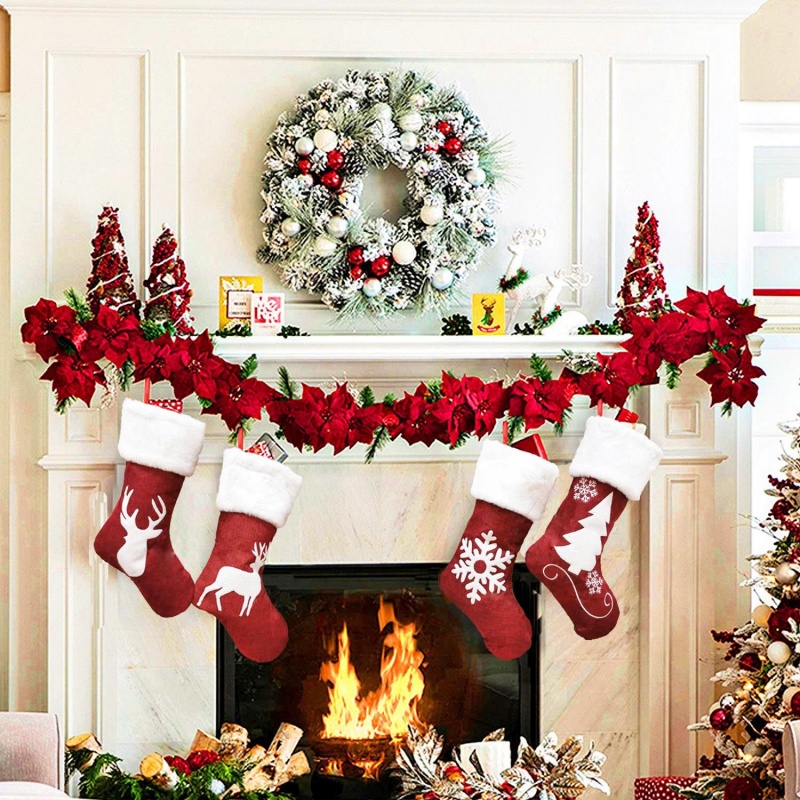 Bas de père noël rouge, sacs c - Embroidery Xmas Stocking avis et prix