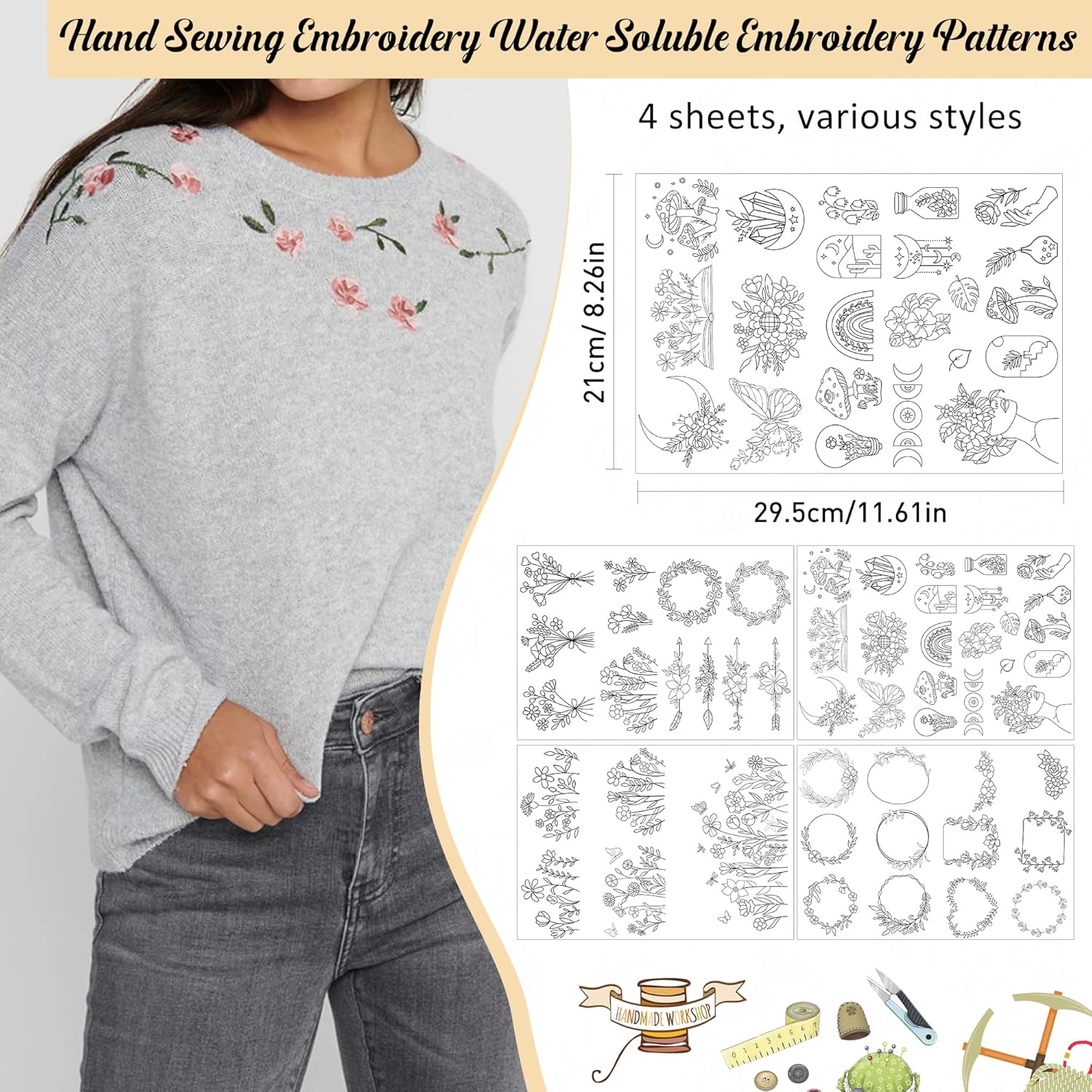4 feuilles de motif de broderi - Water Soluble Stabilizer avis et prix