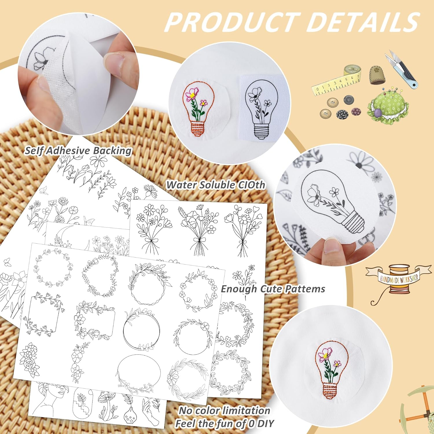 4 feuilles de motif de broderi - Water Soluble Stabilizer avis et prix