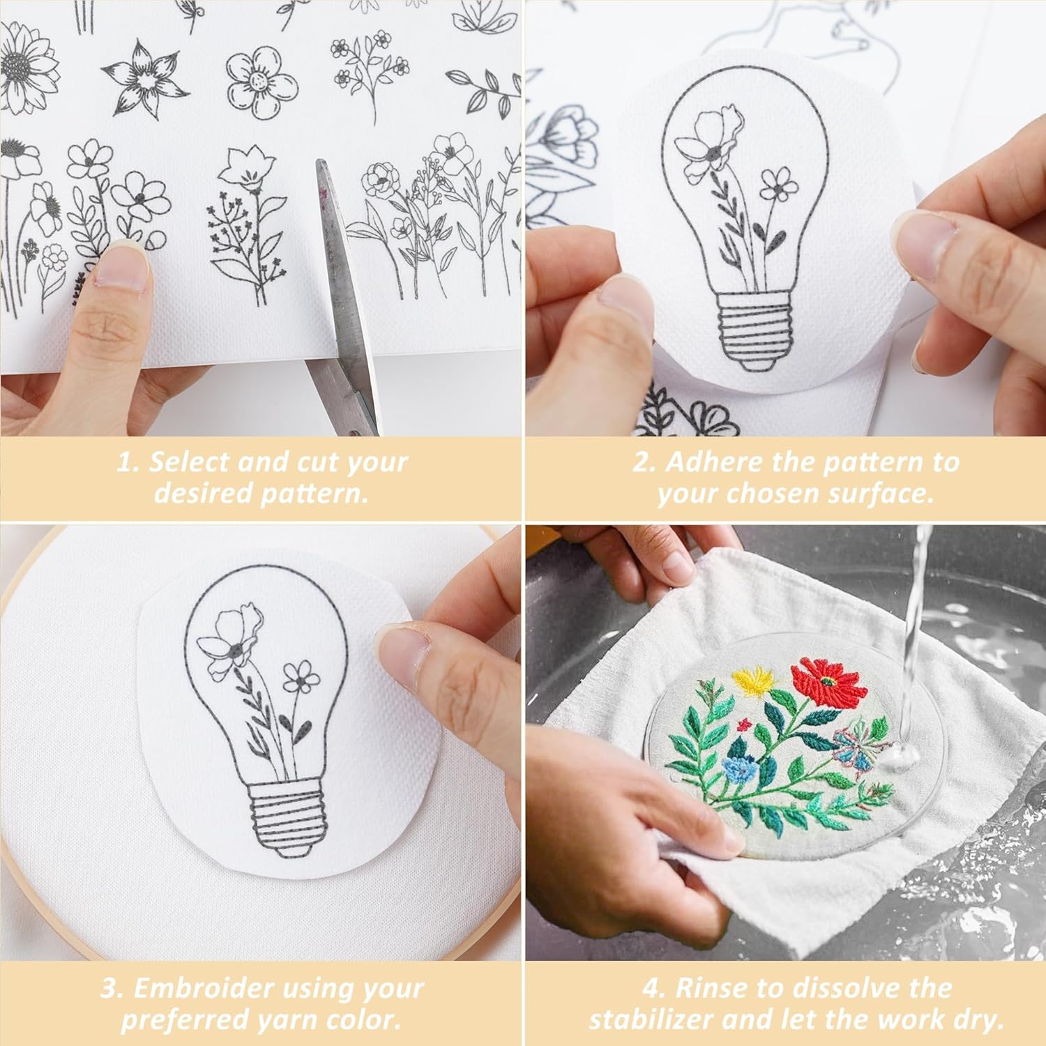 4 feuilles de motif de broderi - Water Soluble Stabilizer avis et prix
