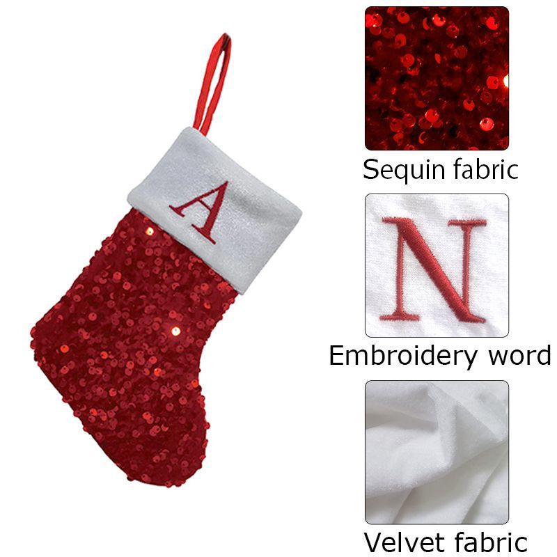 Chaussette de Noël rouge à pai - Embroidery Xmas Stocking avis et prix