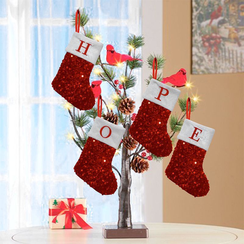 Chaussette de Noël rouge à pai - Embroidery Xmas Stocking avis et prix