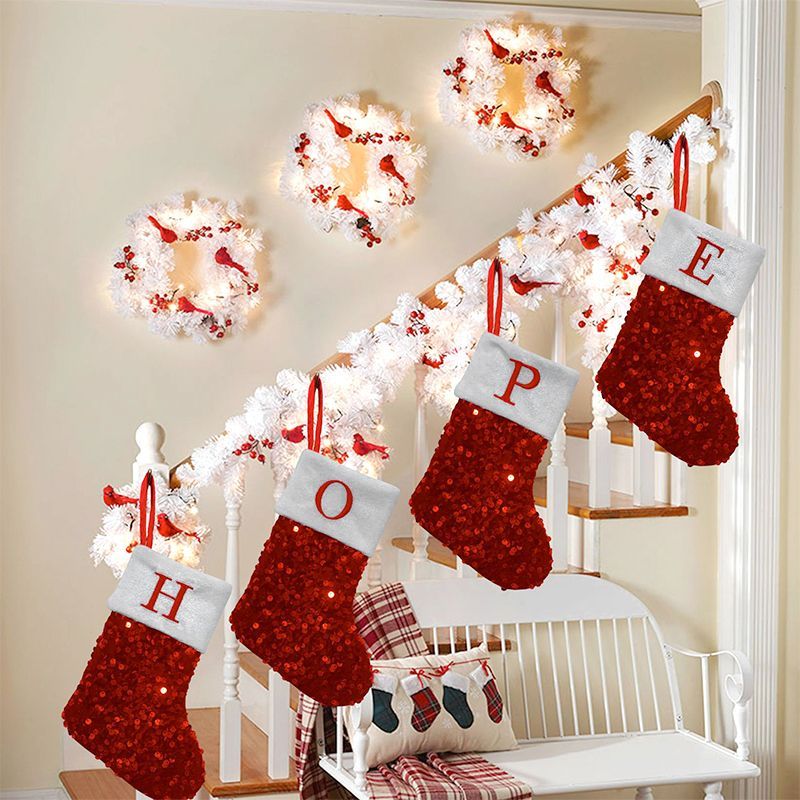Chaussette de Noël rouge à pai - Embroidery Xmas Stocking avis et prix