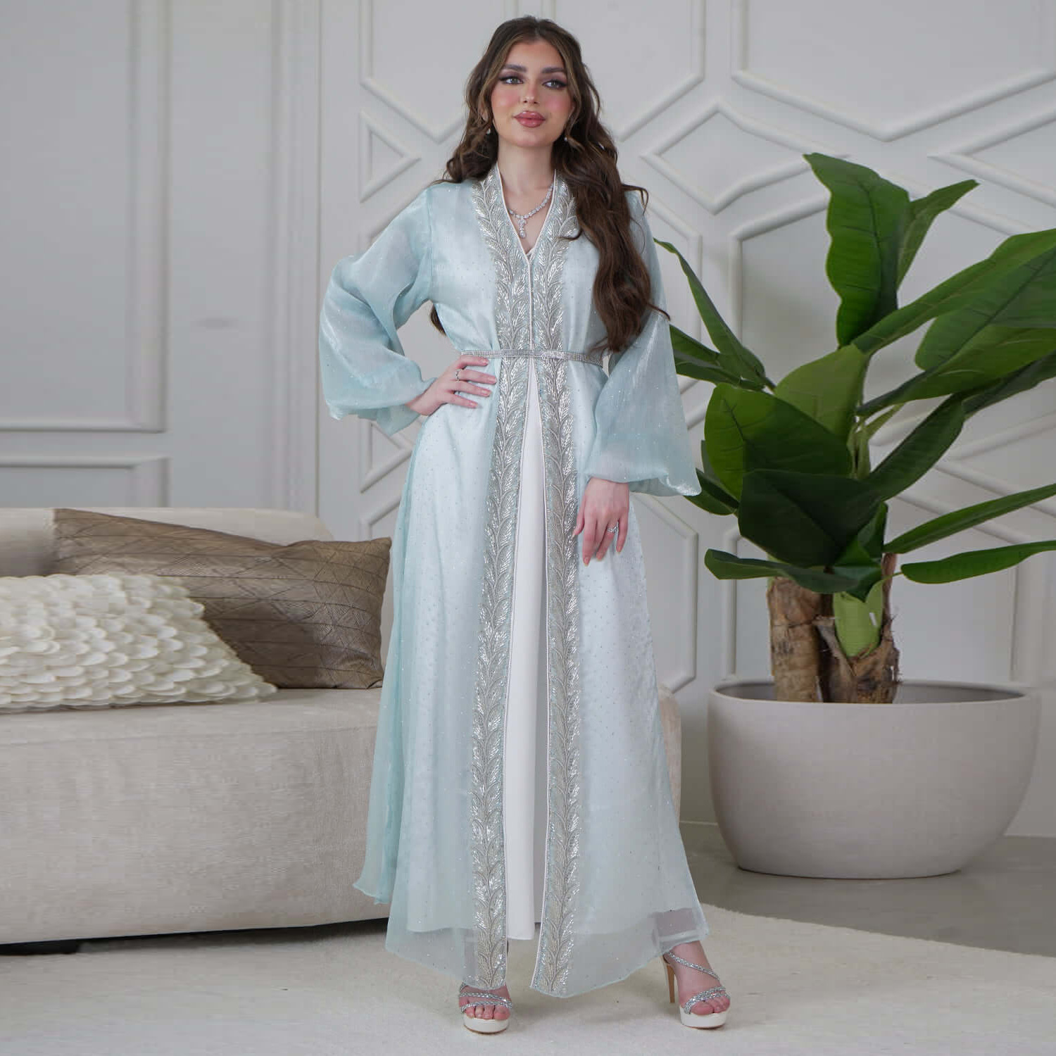 Eid Mubarak Djellaba Kimono Ca - Embroidery Kebaya avis et prix
