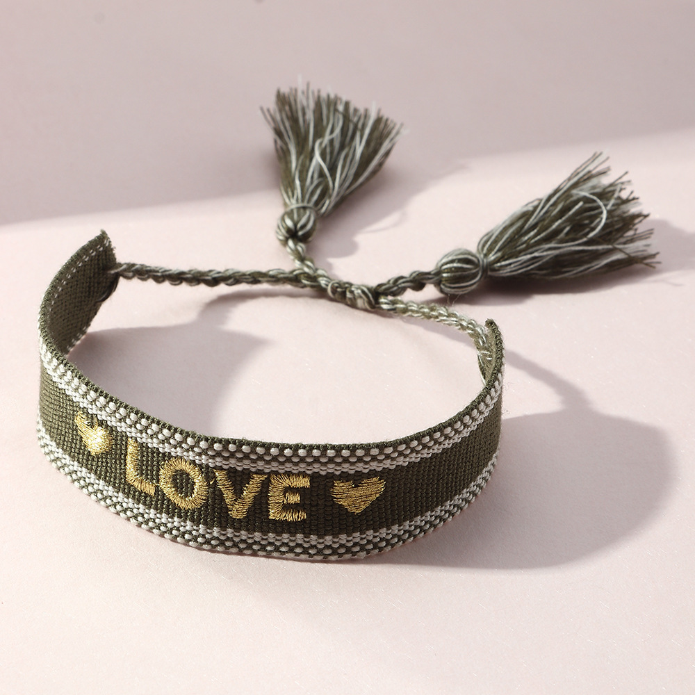 Bracelet tissé fait main avec  - Embroidery Letter N avis et prix