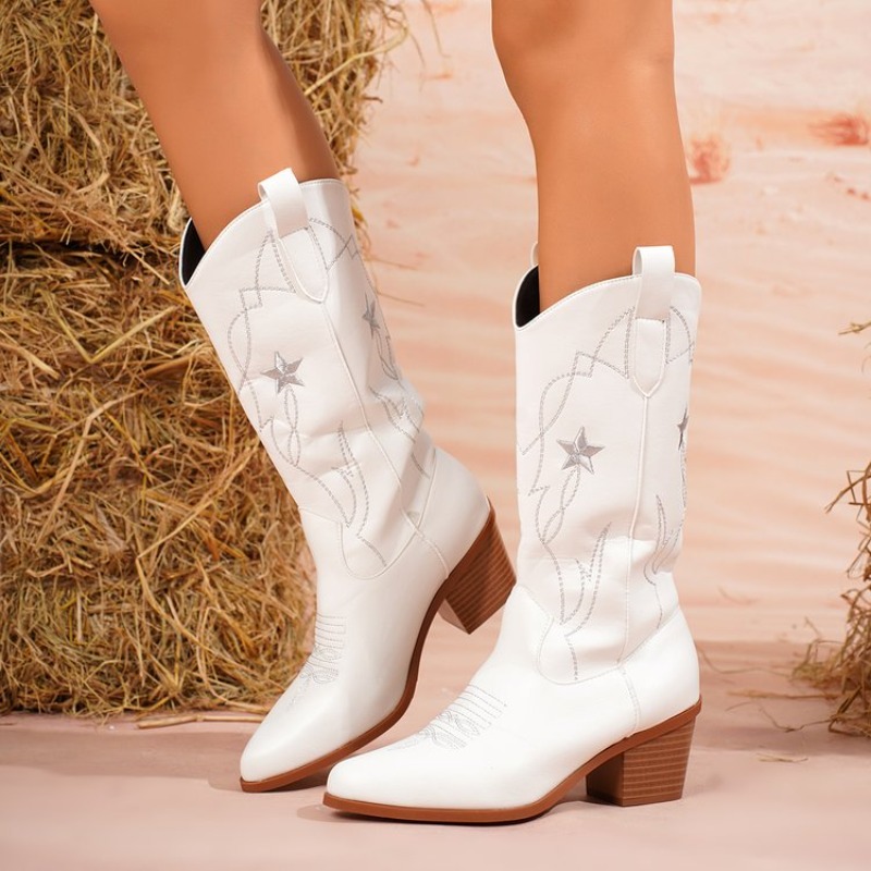 Bottes pour femmes mi-mollet à - Embroidery Details avis et prix