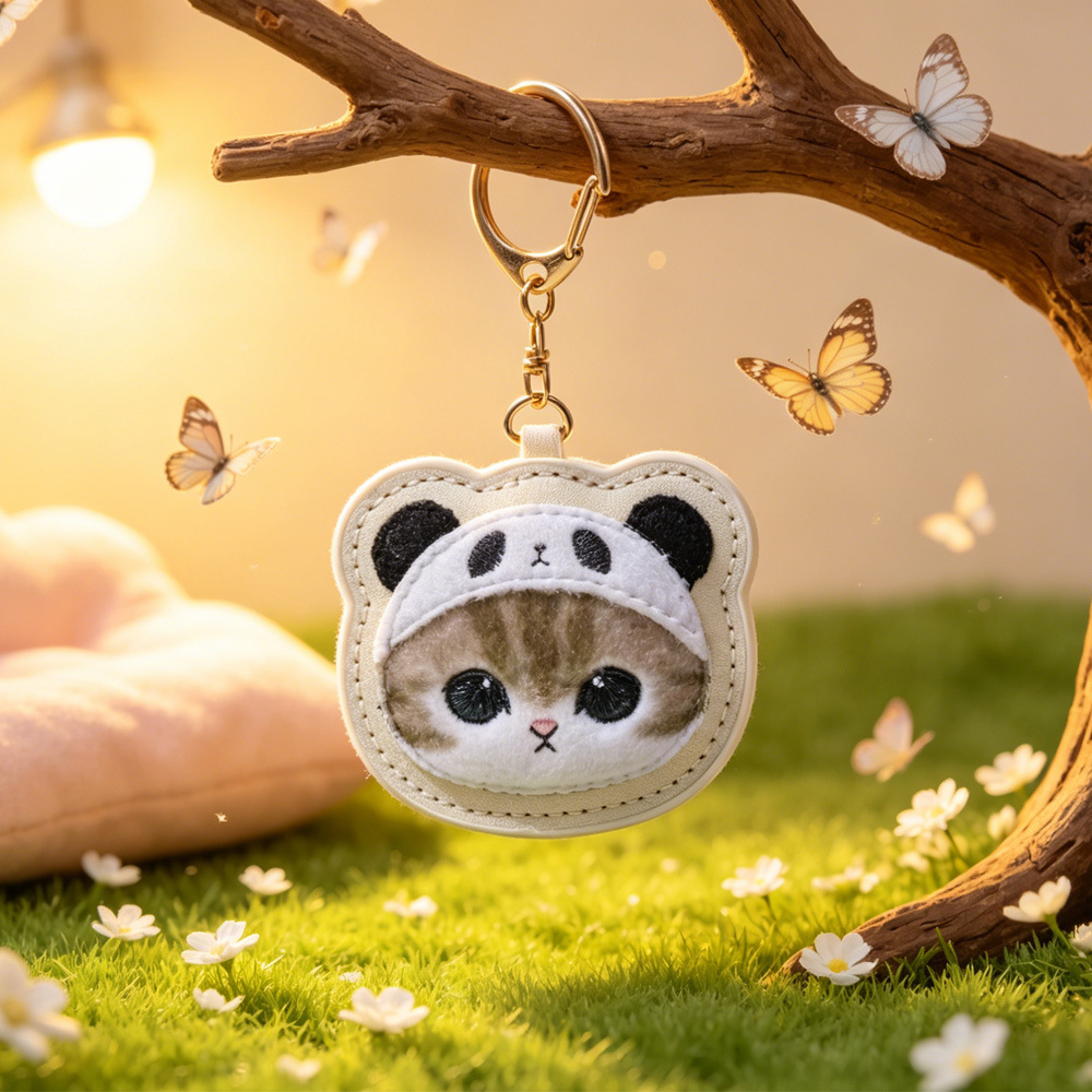 Porte-clés brodé en cuir motif - Embroidery Cat avis et prix