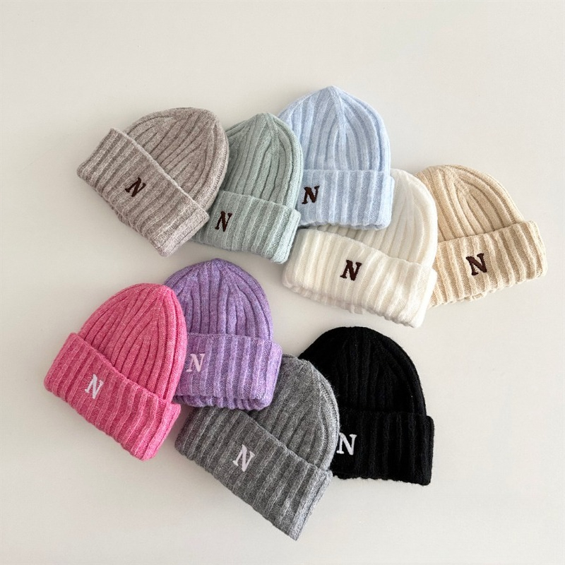 Bonnet en tricot de Style coré - Embroidery Letter N avis et prix