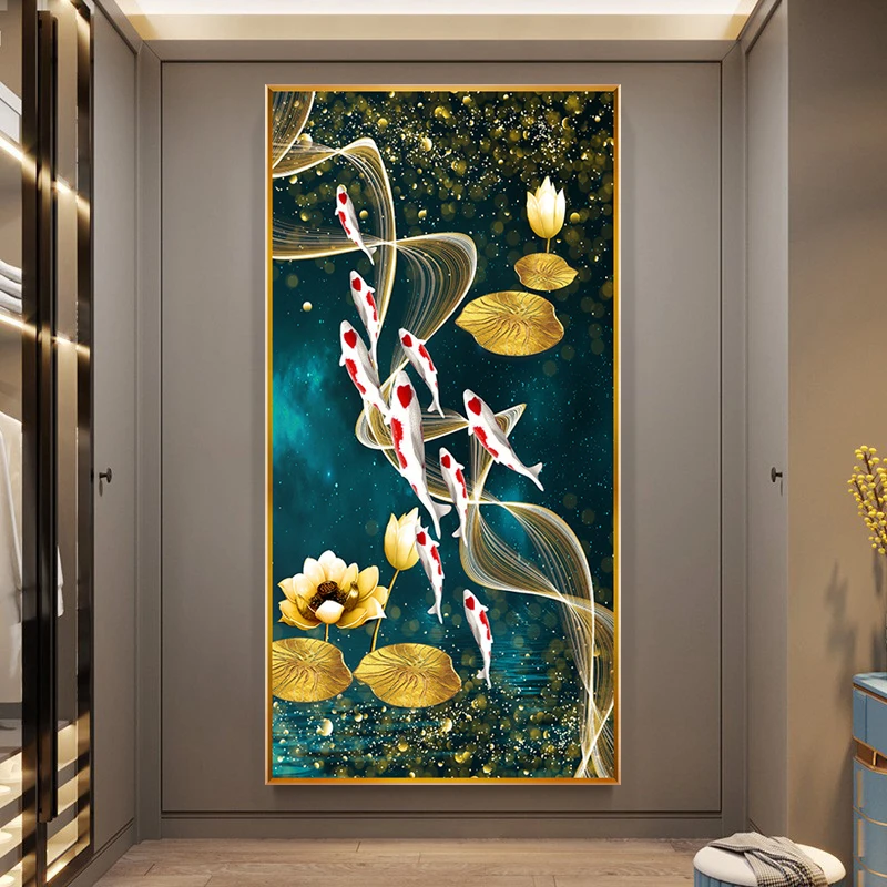 Neuf poissons Lotus doré 5D di - Embroidery Fish avis et prix