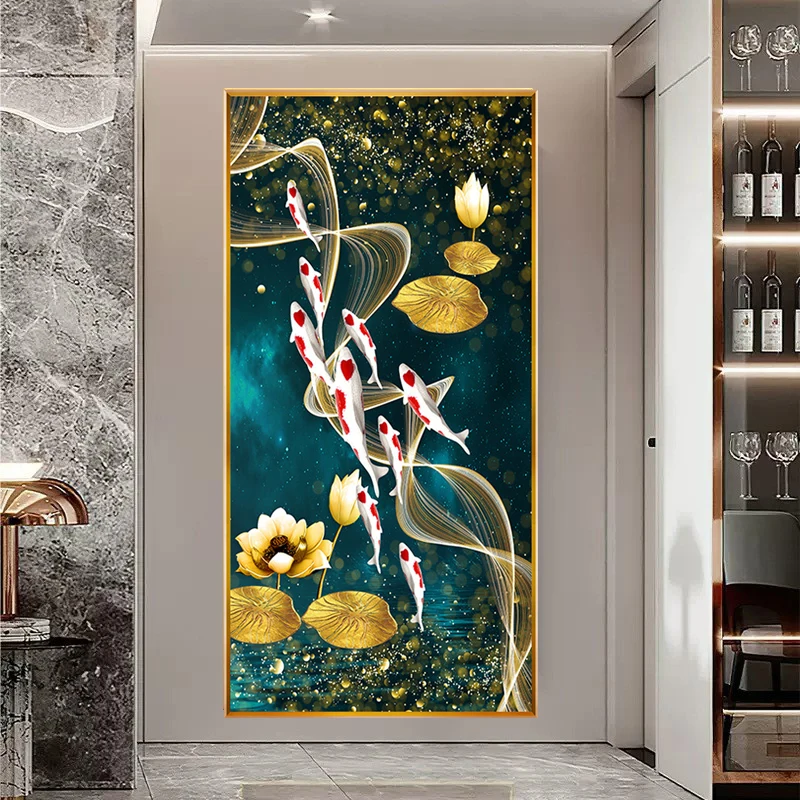 Neuf poissons Lotus doré 5D di - Embroidery Fish avis et prix