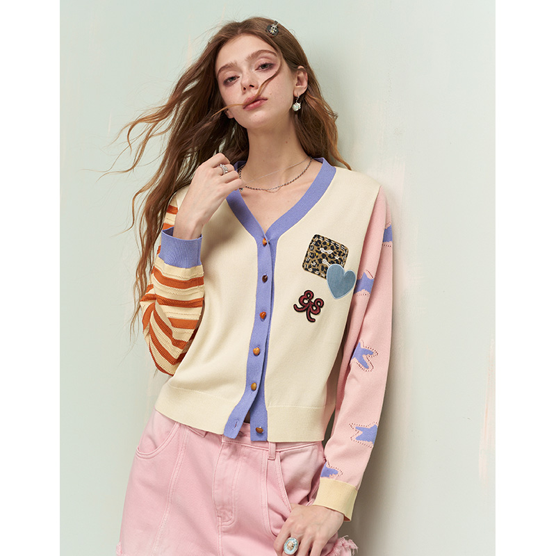 ELFSACK Cardigan asymétrique e - Embroidery Cream avis et prix