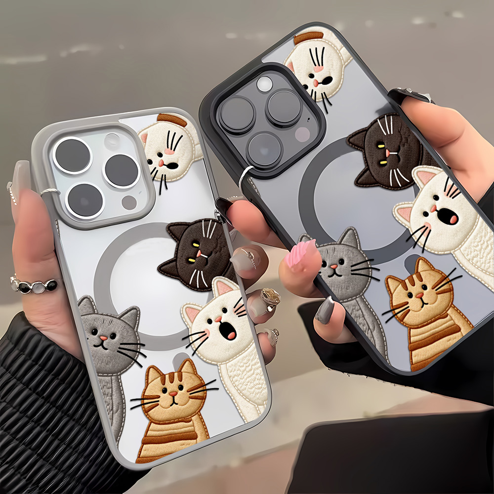 Coque de téléphone mignonne av - Embroidery Cat avis et prix