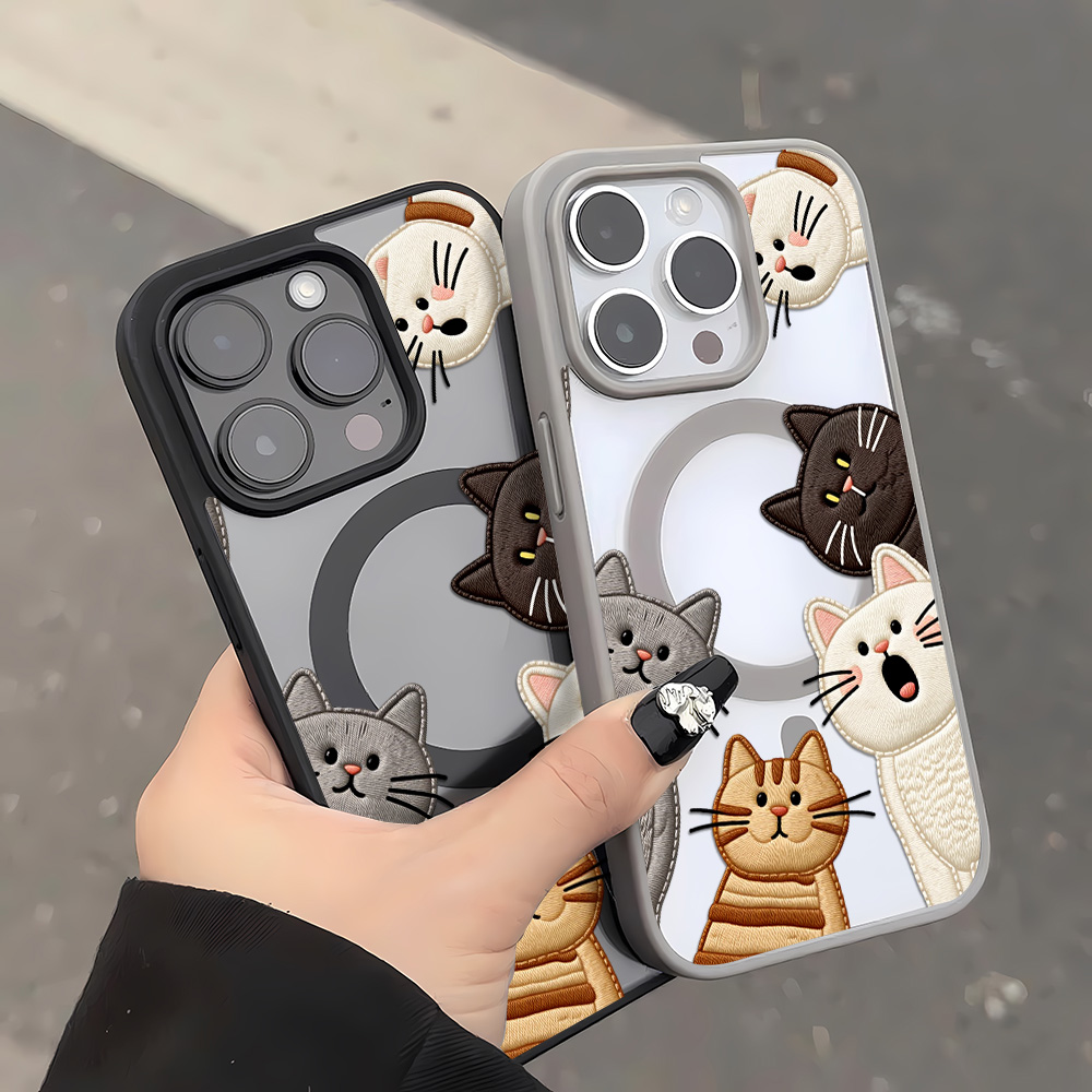 Coque de téléphone mignonne av - Embroidery Cat avis et prix